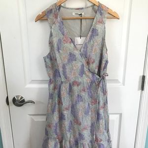 Glamorous watercolor floral midi wrap dress